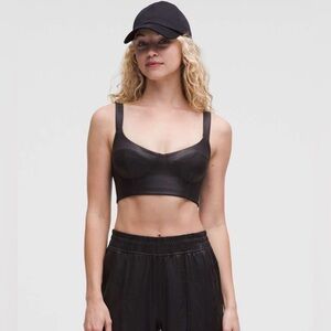 New Lululemon Athletica Everlux Black Matt Foil Sports Workout Bra Size XS